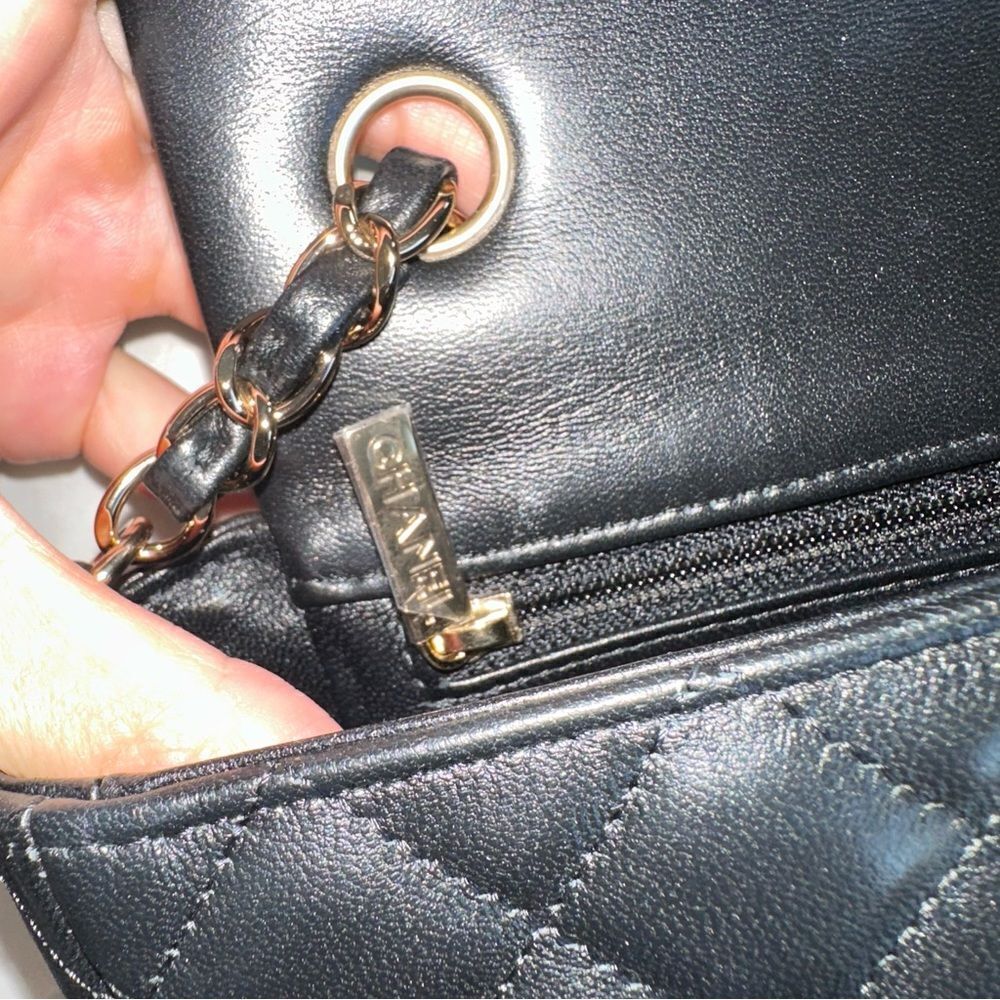 Chanel Black Lambskin Leather Mini Classic Rectangular Flap Light Gold Hardware - Picture 11 of 16